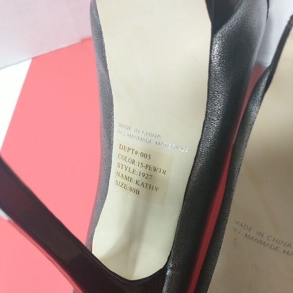 Women’s BAKERS SZ 8B  High Stiletto Heel  Peep Toes  pole shoes Silver/Black - Picture 9 of 12